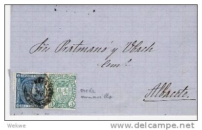 Spk030/  - SPANIEN - Alfonso XII. Albacete 1875 Mit Kriegssteuer 5 C. - Briefe U. Dokumente