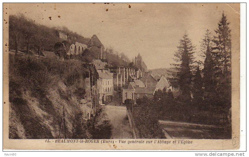 27 BEAUMONT LE ROGER Vue Générale Sur L'Abbaye Et L'eglise - Beaumont-le-Roger