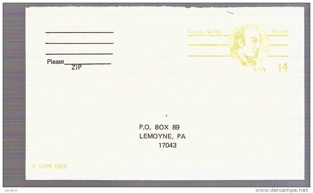 Postal Card -George Wythe - Scott # UX108 - 1981-00