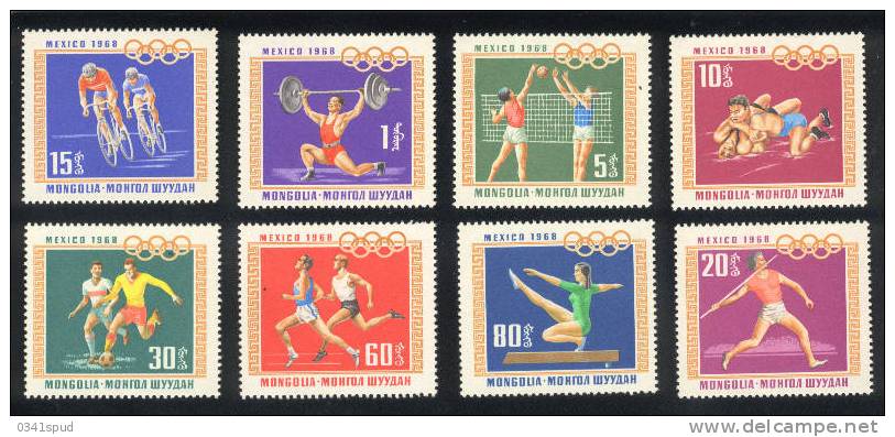 Jeux  Olympiques 1968   Mongolie ** Never Hinged  Cyclisme Athlétisme Volley Lutte Football Gymnastique Haltérophilie - Summer 1968: Mexico City