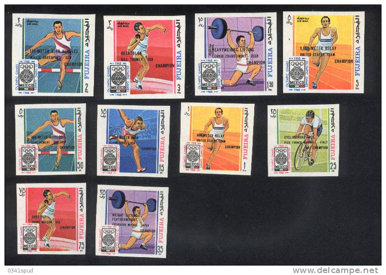 Jeux  Olympiques 1968 Mexico  Fujeira   ** Never Hinged  Cyclisme Athlétisme Halterophilie - Summer 1968: Mexico City