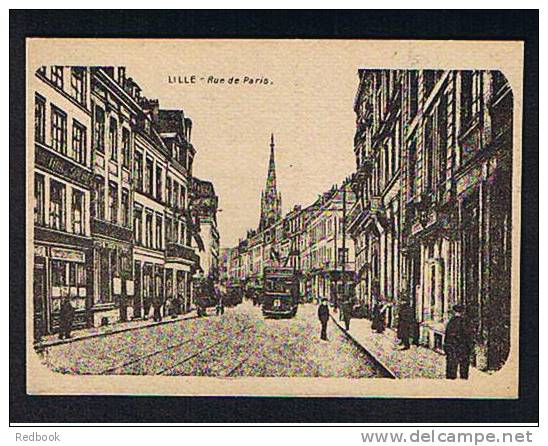 Early Smaller Size Postcard Tram Lille  France - Rue De Paris - Ref 215 - Nord-Pas-de-Calais