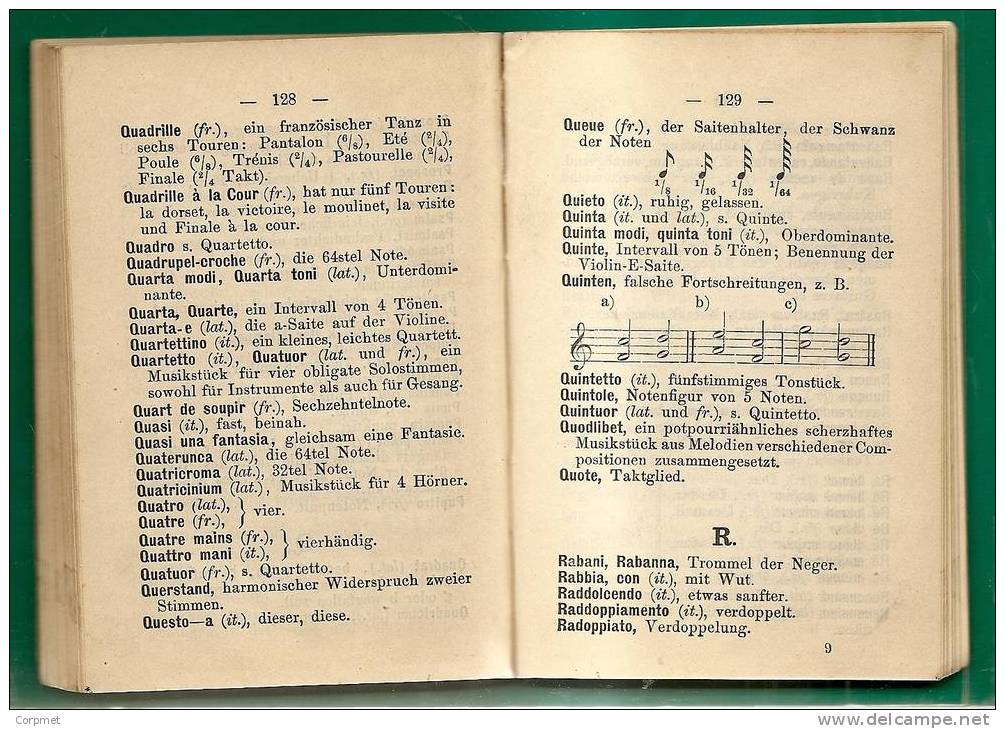 VOLLSTÄNDIGES MUSIKALISCHES TASCHEN-WÖRTERBURCH C/1900´s - Música