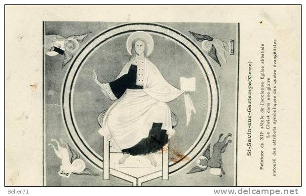 St Savin Sur Gartempe. Peinture Du XIIème Siècle De L'ancienne Eglise Abbatiale. Le Christ Dans Une Gloire - Saint Savin