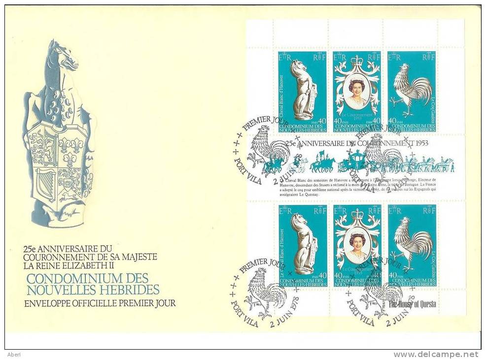 FDC 80  NOUVELLES HEBRIDES - POSE 537A - Reine ELIZABETH II - FDC