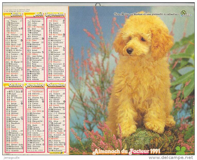 ALMANACH P.T.T. 1991 - Oller * - Groot Formaat: 1991-00