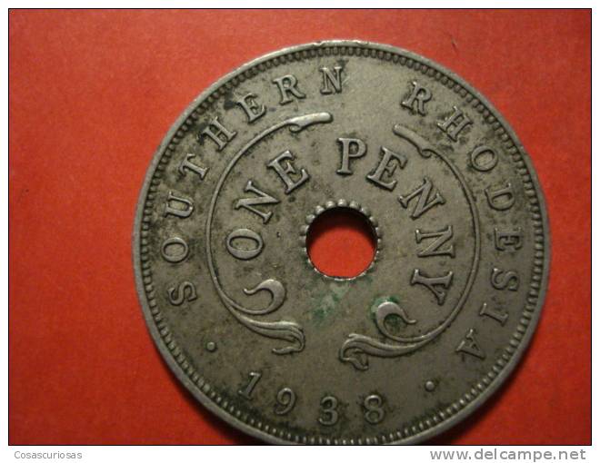 1843 RHODESIA ZIMBABWE ONE PENNY   AÑO / YEAR  1938  MBC+ / VF - Rhodesia