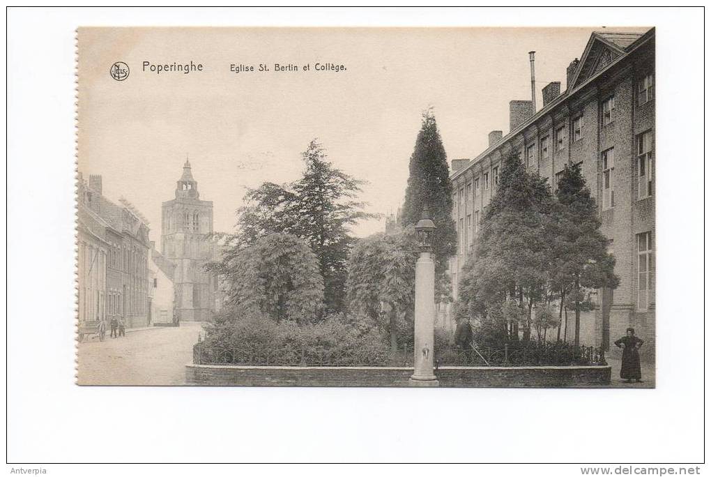 POPERINGHE - Eglise St Bertin Et College Met Pompzuil (mooie Pefecte Ongelopen Kaart) - Poperinge