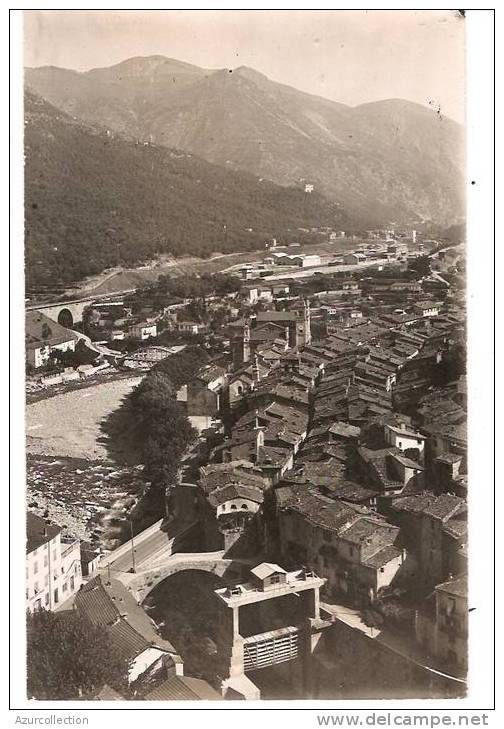 CPA PHOTO . ORIGINAL F.L  VUE GENERALE ET LES PONTS INFERIEURS - Breil-sur-Roya