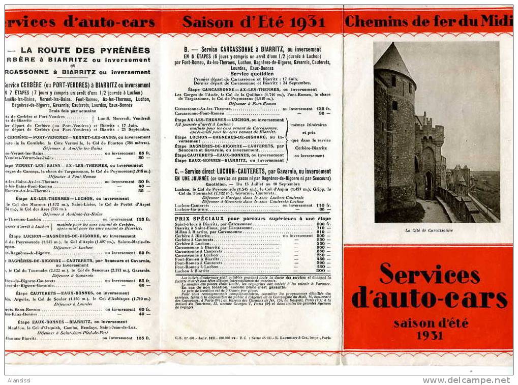 ALBI BIARRITZ LOURDES MILLAU MENDE ST FLOUR RODEZ LUCHON AX LES THERMES CHEMIN DE FER DU MIDI 1931 - Publicités