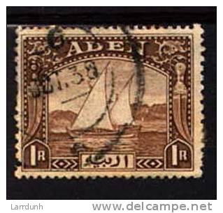 Aden 9 Used Ship Dhow 1 Rupee 1937 A04s - Aden (1854-1963)