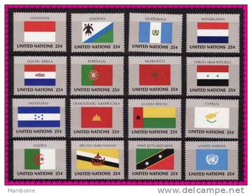 ONU  1989 Drapeaux -flag . New-york 547/62  Neuf X  (trace De Charn.) - Unused Stamps