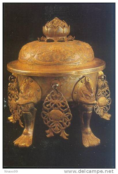 Turtle - Gilded Lotus And 5 Legs & 2 Loop Handles Tortoise-designed Silver Incense Burner, China Class A Heritage - B - Turtles