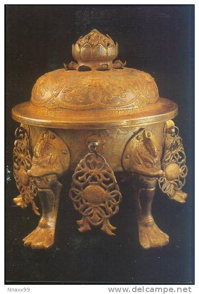 Turtle - Gilded Lotus And 5 Legs & 2 Loop Handles Tortoise-designed Silver Incense Burner, China Class A Heritage - B - Tartarughe