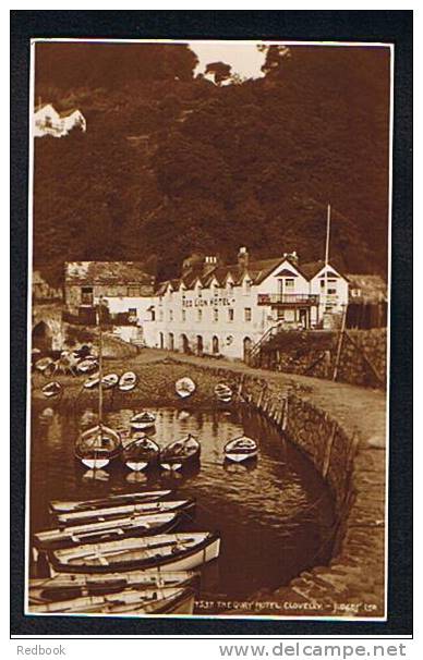 Judges Real Photo Postcard Red Lion Quay Hotel Clovelly Harbour Devon - Ref 216 - Clovelly