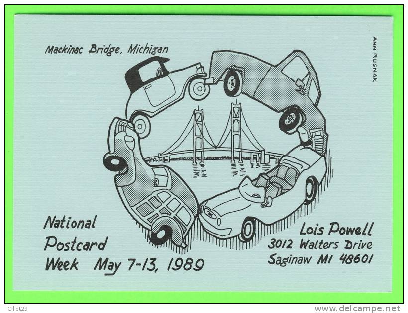 SAGINAW, MI. - MACKINAC BRIDGE - N.P.W.,1989 - LIMITED EDITION No 239/300 Ex - ILLUSTRATOR, ANN RUSNAK - LOIS POWELL - - Andere & Zonder Classificatie