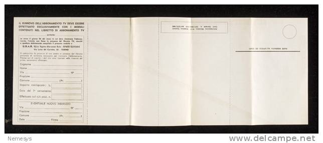 ITALY ITALIA 1961 RAI URAR BOLLETTINO PRESTAMPATO PER ABBONAMENTI TV ALLA RADIO E ALLA TELEVISIONE NUOVO - Non Classificati