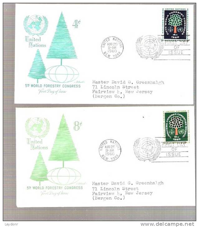 FDCs United Nations - 5th World Forestry Congress - 1960 - Scott # 81-82 - Other & Unclassified