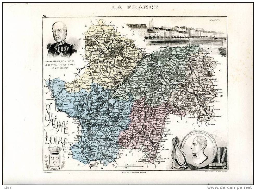 Carte De Département   " SAÔNE ET LOIRE "         1886 - Autres & Non Classés