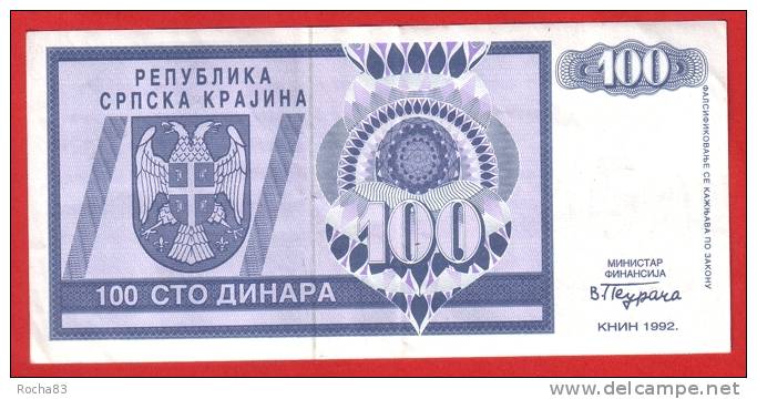 BILLET - BOSNIE HERZEGOVINA  - 100 Dinara  De 1992 - Pick 135 - Bosnie-Herzegovine