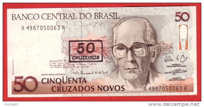 BILLET - BRESIL - 50 Cruzados Novos - 1990  - Pick 223 - Brasilien