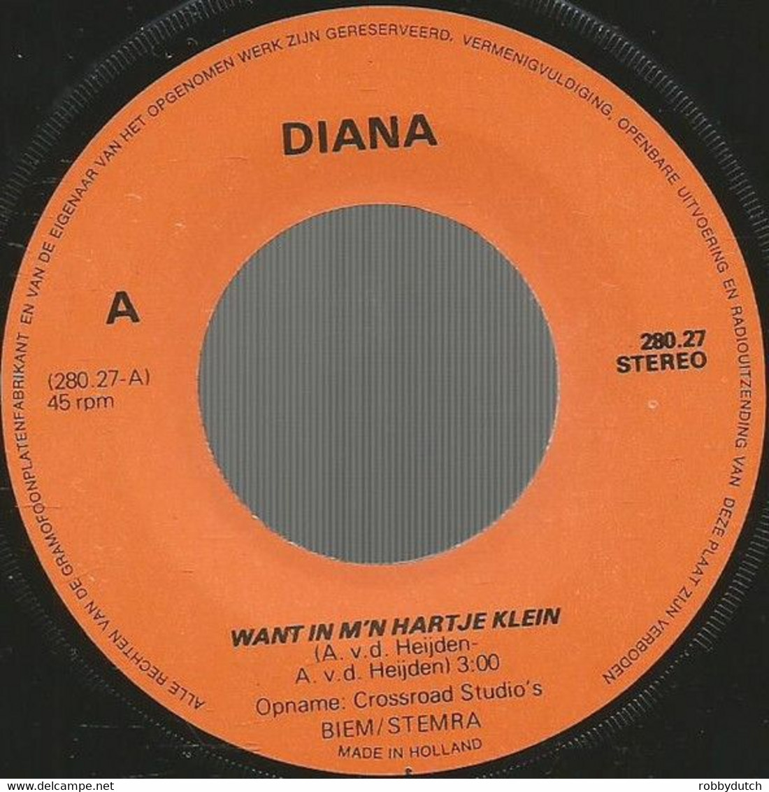 * 7" * DIANA - WANT IN M'N HARTJE KLEIN / PAPPIE ALLES KOMT WEER GOED - Other - Dutch Music