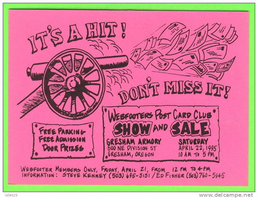 GRESHAM, OR. - WEBFOOTERS POST CARD CLUB SHOW & SALE,1995 - STEVE KENNEY - - Andere & Zonder Classificatie