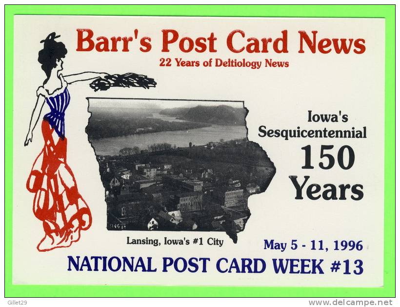 LANSING, IA. - NATIONAL POSTCARD WEEK,1996 - VIEW OF THE CITY - BARR´S POST CARD NEWS - TRAVEL IN 1996 - - Andere & Zonder Classificatie