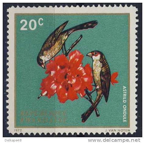 Ruanda Rwanda 1972 Mi 500 Yv 463 Sc 457 ** Common Waxbill : Astril Ondulé / Estrilda Astrild / Wellenastrild - Unused Stamps