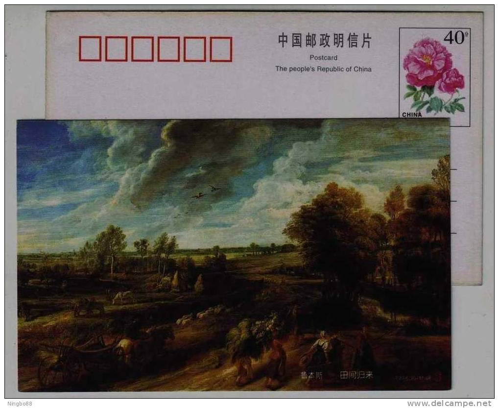 China 1998 Enjoying European Oil Painting Pre-stamped Card Peter Paul Rubens Landscape Oil Painting - Rubens