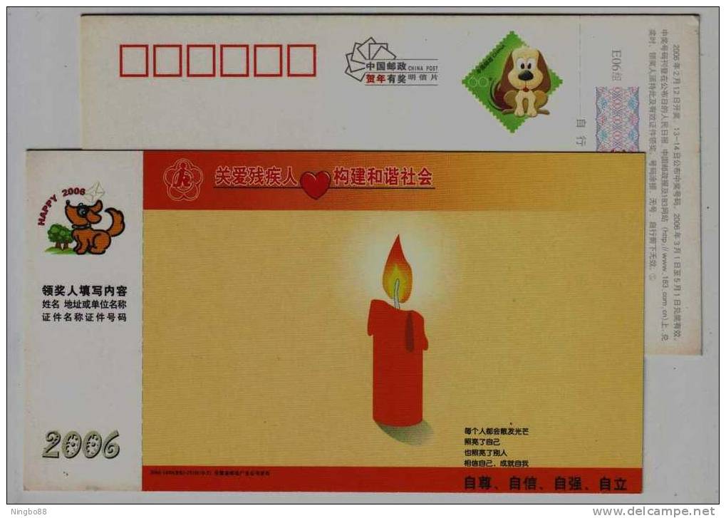 Self-esteem,self-confiden Ce,independence,flame  Of Candle,CN 06 Care Disabled Persons Advertising Pre-stamped Card - Handicaps