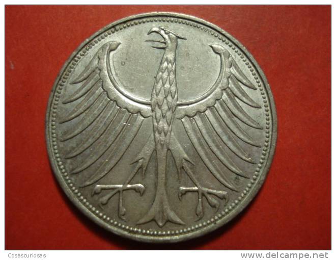 1990 DEUTSCHLAND GERMANY ALEMANIA  5 MARK SILVER COIN PLATA    AÑO / YEAR  1966 J   XF+ - 5 Mark