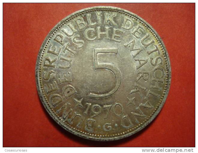 1992 DEUTSCHLAND GERMANY ALEMANIA  5 MARK SILVER COIN PLATA    AÑO / YEAR  1970 G    UNC- - 5 Marcos