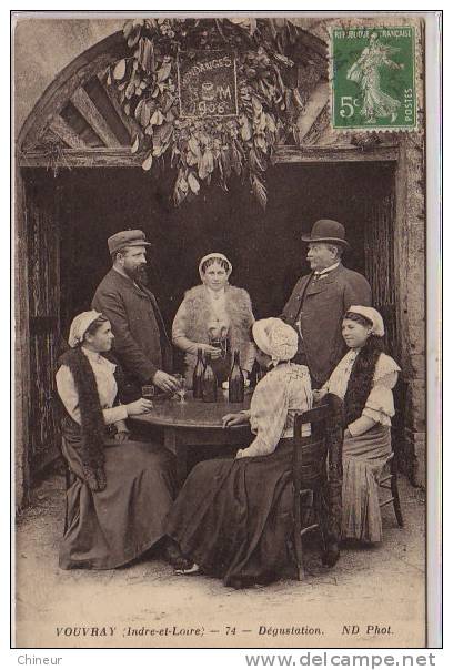 VOUVRAY DEGUSTATION BEAU GROUPE A TABLE EN PLEINE DEGUSTATION VENDANGES 1906 - Vouvray