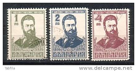 BULGARIA / BULGARIE - 1926 - 50an. De La Mort Du Poete - Revolutionaire Christo Botev - 4v Obl. - Gebraucht