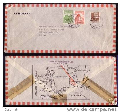 DENMARK - DENMARK VF SLAGELSE ADVERT (At Back Shows The EUROPE MAP With An Arrow To DENMARK) 1955 COVER TO USA - Maximumkarten (MC)