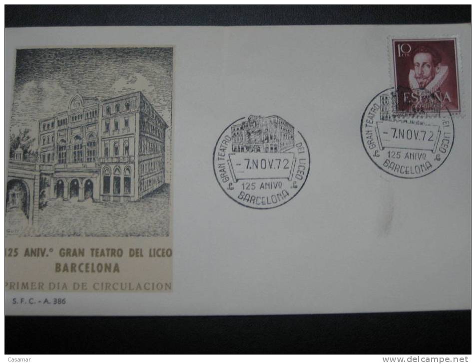 España Spain Liceo Opera 1972 Special Cancel Cover Sobre - Music