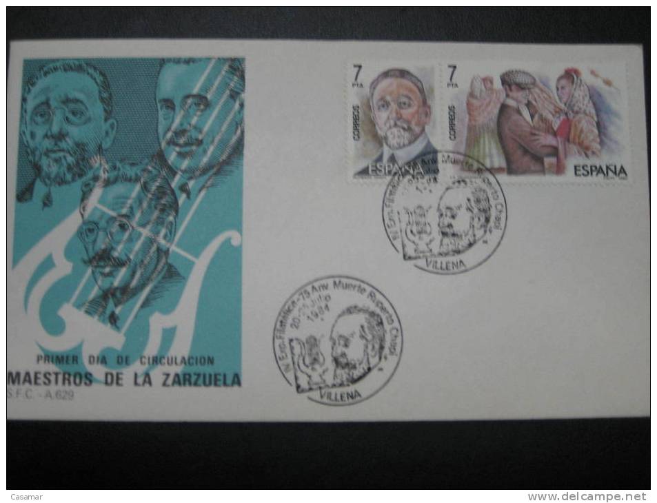 España Spain Ruperto Chapi Villena Special Cancel Cover Sobre - Musik