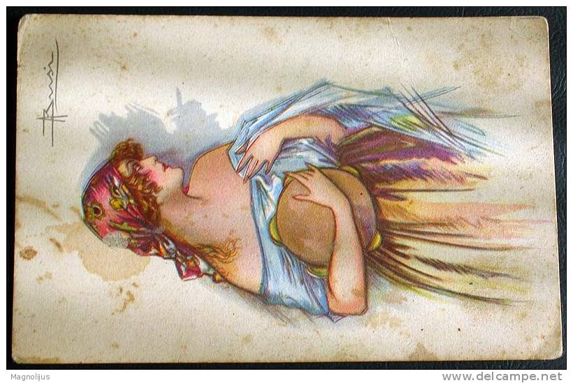 Illustrators,Woman,Gipsy Girl,Folklore,Signatured,Adolfo Busi,vintage Postcard - Busi, Adolfo
