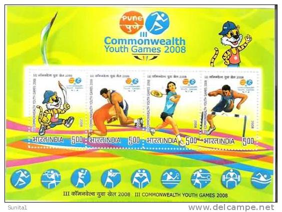 Miniature Sheet,badminton, Wrestling,athletics, Tiger,boxing, Shooting,weightlifting,setenant, Big Cat, Wild Animal - Badminton