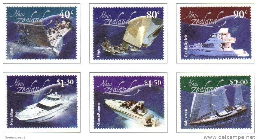 2002 New Zealand  Sailboats Yachts & Cruisers 6v Set - Sailing