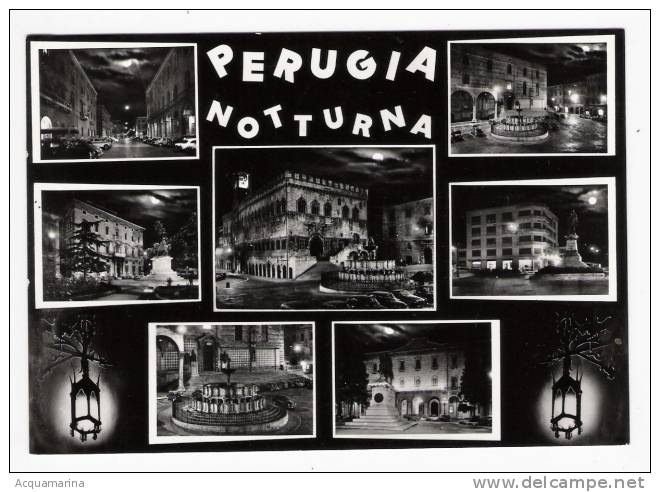 PERUGIA Notturna - Cartolina FG BN V 1961 - Perugia