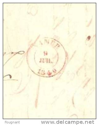 BELGIQUE:1840:Précurseur De NAMUR Vers WIERDE..Oblit.NAMUR. Double Cercle Rouge. - 1830-1849 (Onafhankelijk België)