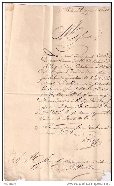 BELGIQUE:1840:Précurseur De NAMUR Vers WIERDE..Oblit.NAMUR. Double Cercle Rouge. - 1830-1849 (Belgique Indépendante)