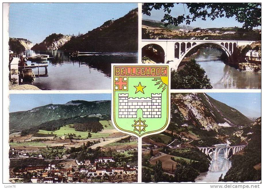 BELLEGARDE  -  4 Vues :  Le Lac - Le Pont Neuf - Le Sorgia - Le Viaduc   -  Blason -  N°  73 - Bellegarde-sur-Valserine