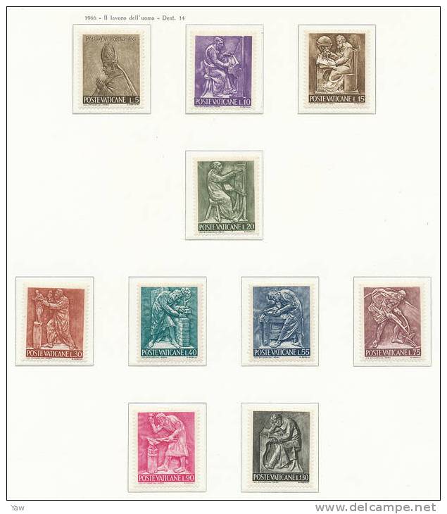 VATICANO 1966  IL LAVORO DELL´UOMO: SCIENZA, PITTURA, AGRICOLTURA..... SERIE COMPLETA MNH** - Unused Stamps