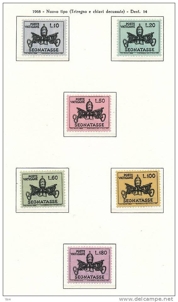 VATICANO 1968  SEGNATASSE, TIMBRES-TAXE. SERIE COMPLETA MNH** - Segnatasse