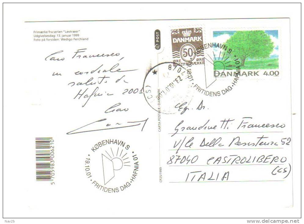 Danemark , Entier Carte Postale Maxi , Oblitétée Pour Italie. - Interi Postali