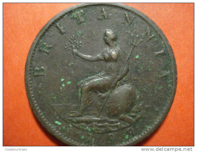 2050   UNITED KINGDOM UK GRAN BRETAÑA HALFPENNY    AÑO / YEAR  1799  VF+ - B. 1/2 Penny