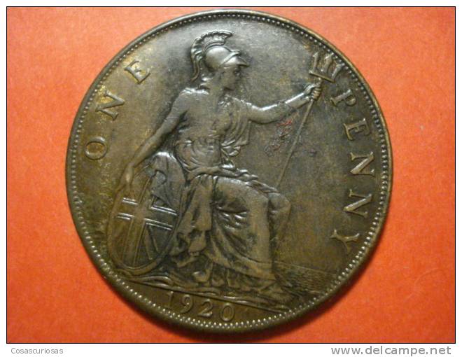 2066   UNITED KINGDOM UK GRAN BRETAÑA   PENNY   GEORGE V   AÑO / YEAR  1920  EF - D. 1 Penny